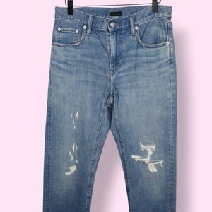 Uniqlo Women’s Distressed Skinny Jeans Size 12 Blue Denim High Rise Stretch
